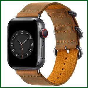 Genuine Leather Vintage Watch Band Compatible with Apple Watch